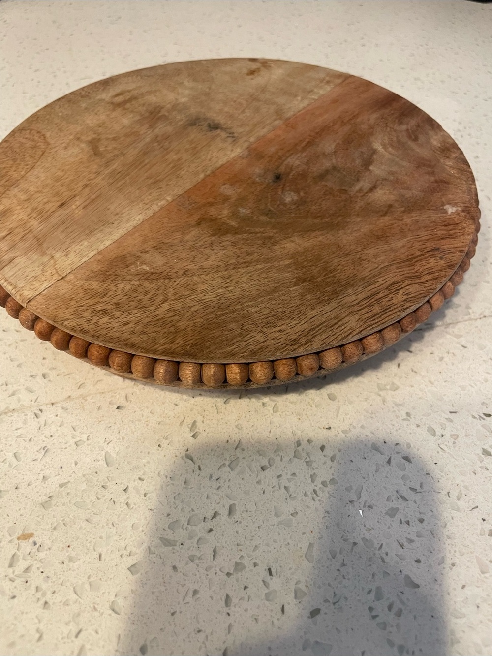 & Other Stories Round Wooden Serving Board in Warm Brown with Beaded Edge